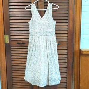 Draper James RSVP Sleeveless Silver Sequined Dress Size 2